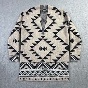 Frye Southwestern Geometric Open Front Cozy Cardigan Sweater Womens Size Medium
